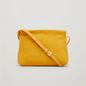 COS Mustard Suede Leather Crossbody Bag Purse